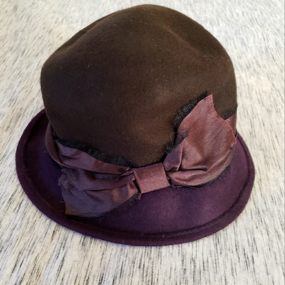 [Albertus Swanepoel] Purple Brown Ombre Cloche Hat